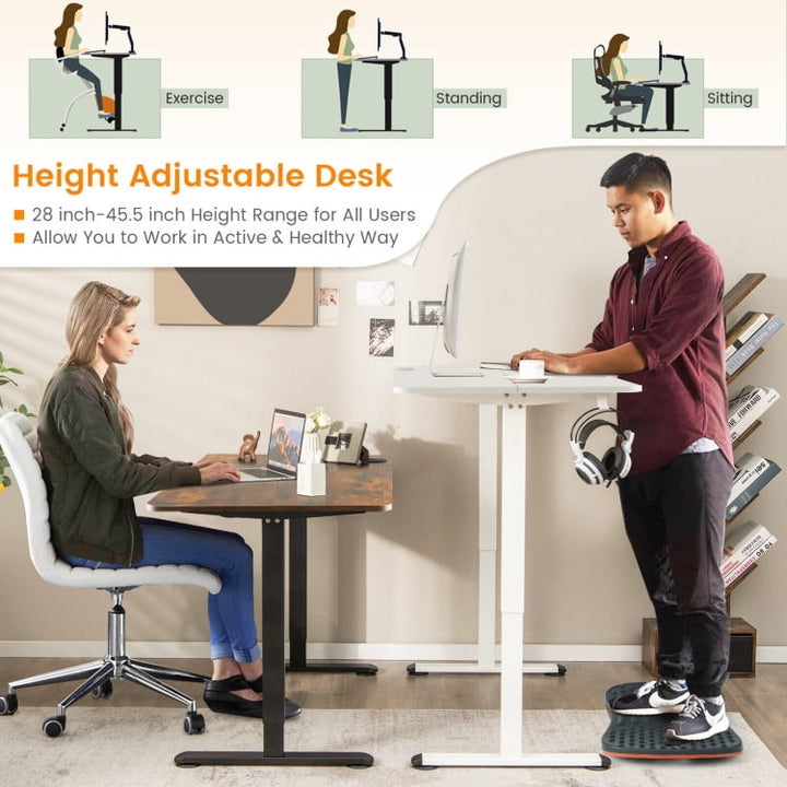 Hommoo Electric Standing Desk Adjustable Stand up Computer Desk Anti-collision-Rustic Brown, Gaming Computer Desks for Image 2