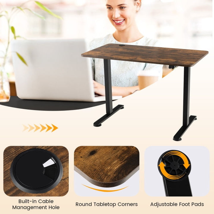 Hommoo Electric Standing Desk Adjustable Stand up Computer Desk Anti-collision-Rustic Brown, Gaming Computer Desks for Image 3