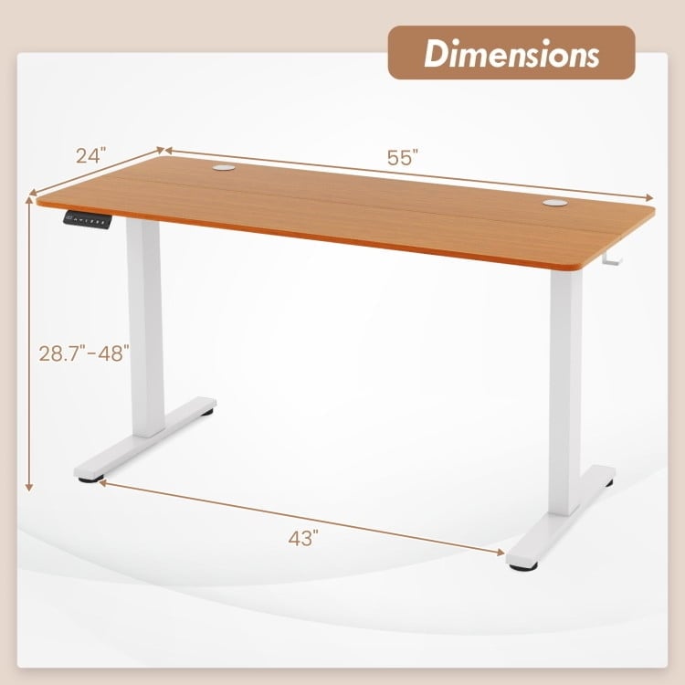 Hommoo 55 x 24 Inches Sit Stand Home Office Desk with 3 Memory Height Settings-Natural, Gaming Computer Desks for Image 4