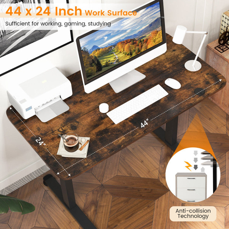 Hommoo Electric Standing Desk Adjustable Stand up Computer Desk Anti-collision-Rustic Brown, Gaming Computer Desks for Image 4