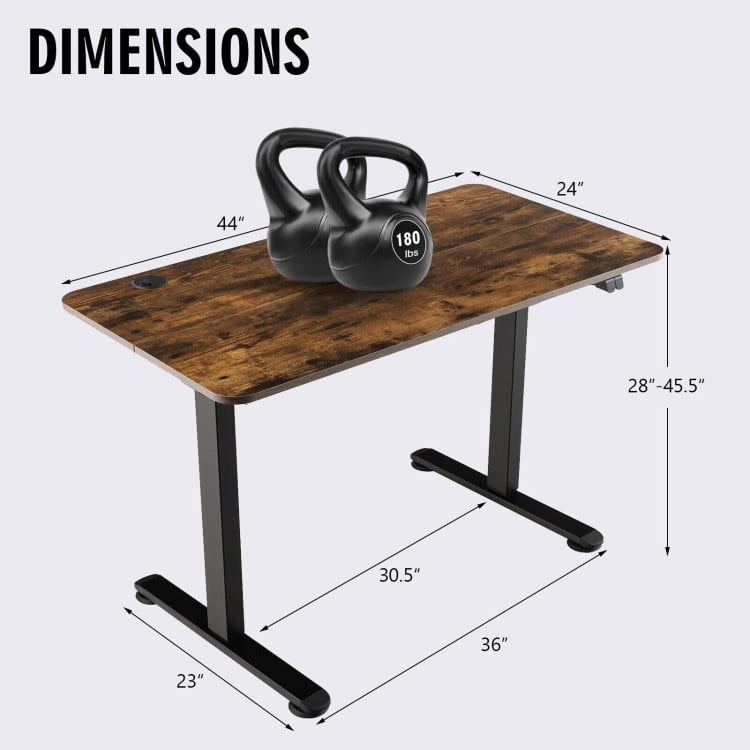 Hommoo Electric Standing Desk Adjustable Stand up Computer Desk Anti-collision-Rustic Brown, Gaming Computer Desks for Image 5