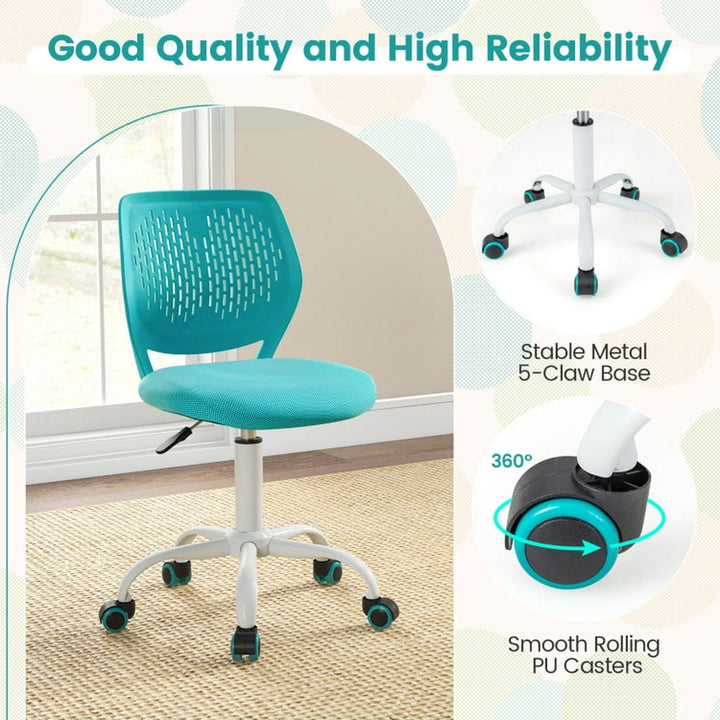 Hommoo Ergonomic Children Study Chair with Adjustable Height-Turquoise, Home Office Computer Desk Chair, Small Office Image 3