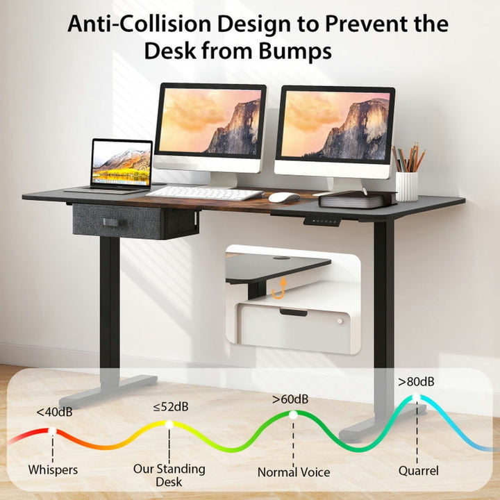 Hommoo Height Adjustable Electric Standing Desk with USB Charging Port-Rustic Brown, Gaming Computer Desks for Image 4