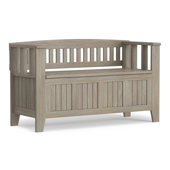 Acadian Entryway Storage Bench Solid Wood 48in Lift Top Rustic Furniture Image 1