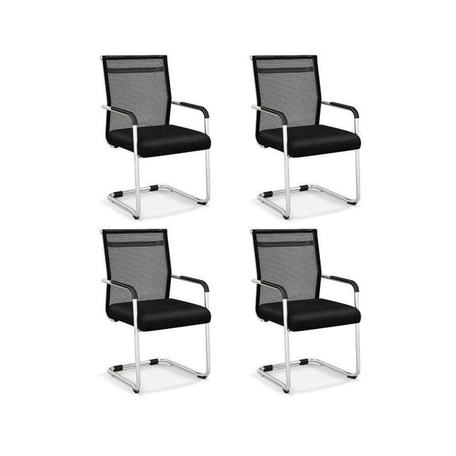 Hommoo Office Guest Chairs Set of 4 with Metal Sled Base and Armrests-Black, Small Office Chair for Bedroom,Study Image 1