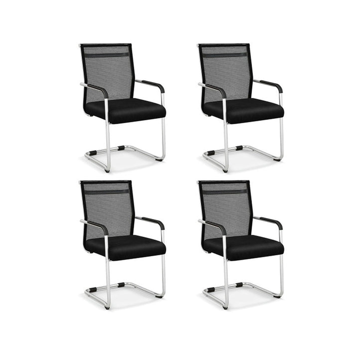 Hommoo Office Guest Chairs Set of 4 with Metal Sled Base and Armrests-Black, Small Office Chair for Bedroom,Study Image 1