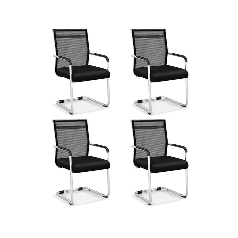 Hommoo Office Guest Chairs Set of 4 with Metal Sled Base and Armrests-Black, Small Office Chair for Bedroom,Study Image 1