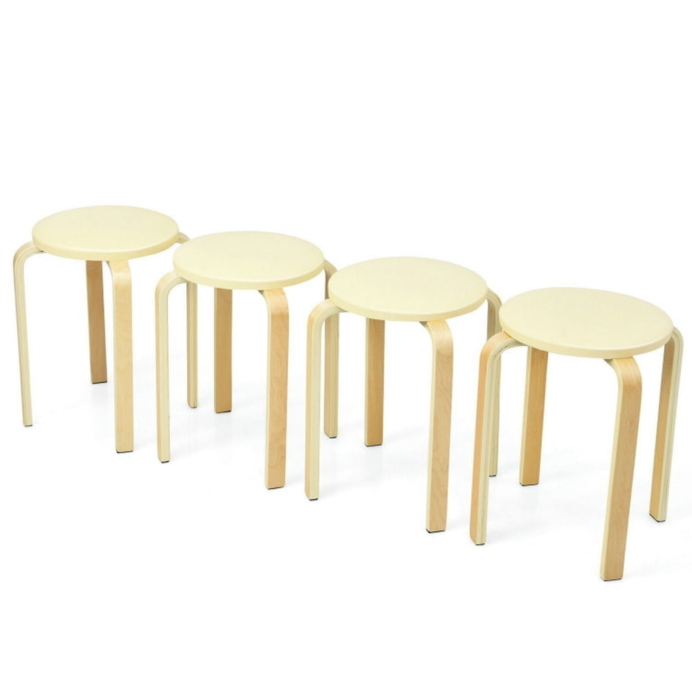 Hommoo Dining Chairs, Kitchen Chairs Trattoria Chairs,Set of 4 Bentwood Round Stool Stackable Dining Chairs with Padded Image 1