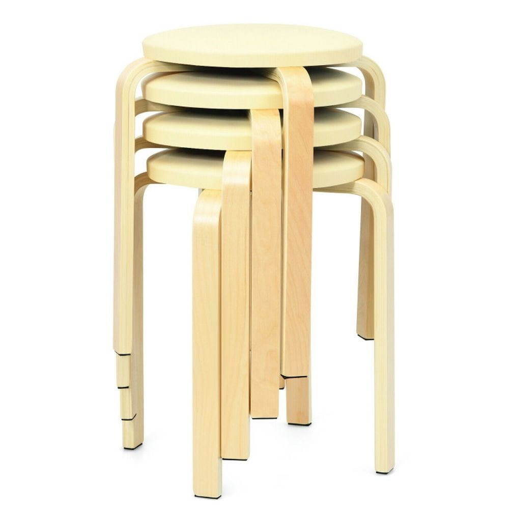 Hommoo Dining Chairs, Kitchen Chairs Trattoria Chairs,Set of 4 Bentwood Round Stool Stackable Dining Chairs with Padded Image 4