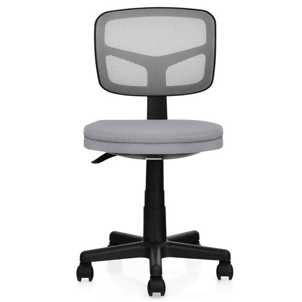 Hommoo Armless Computer Chair with Height Adjustment and Breathable Mesh for Home Office-Gray, Home Office Computer Desk Image 1