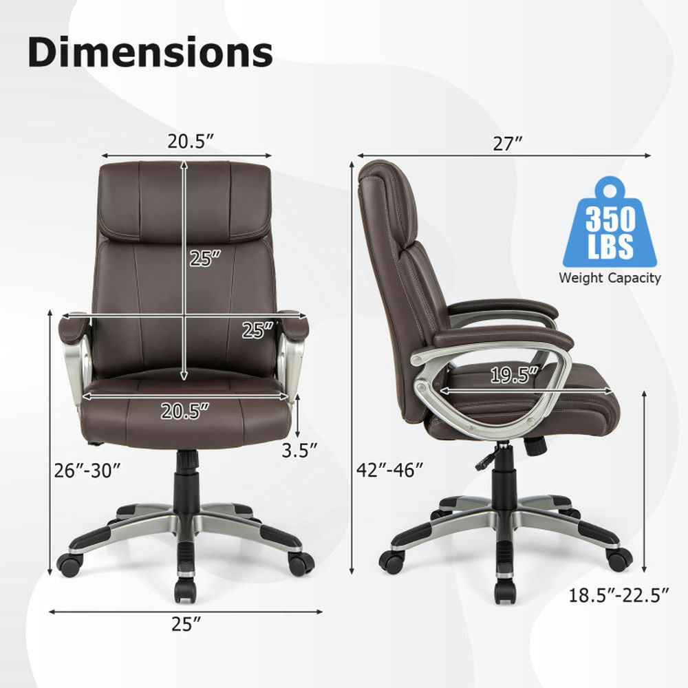 Hommoo Swivel Ergonomic Office Chair Computer Desk Chair with Wheels-Brown, Home Office Computer Desk Chair Image 2