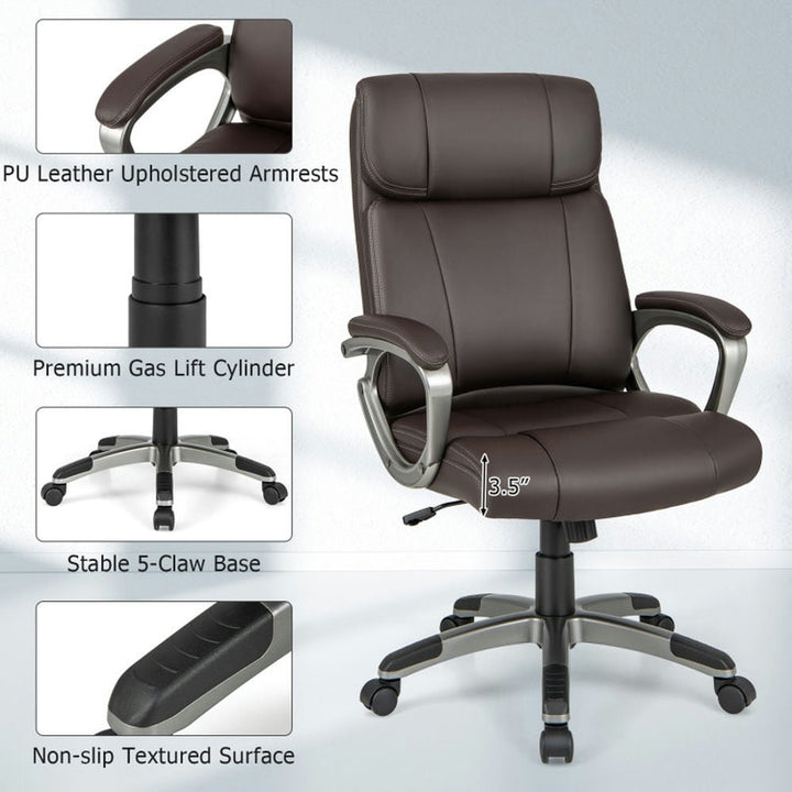 Hommoo Swivel Ergonomic Office Chair Computer Desk Chair with Wheels-Brown, Home Office Computer Desk Chair Image 3