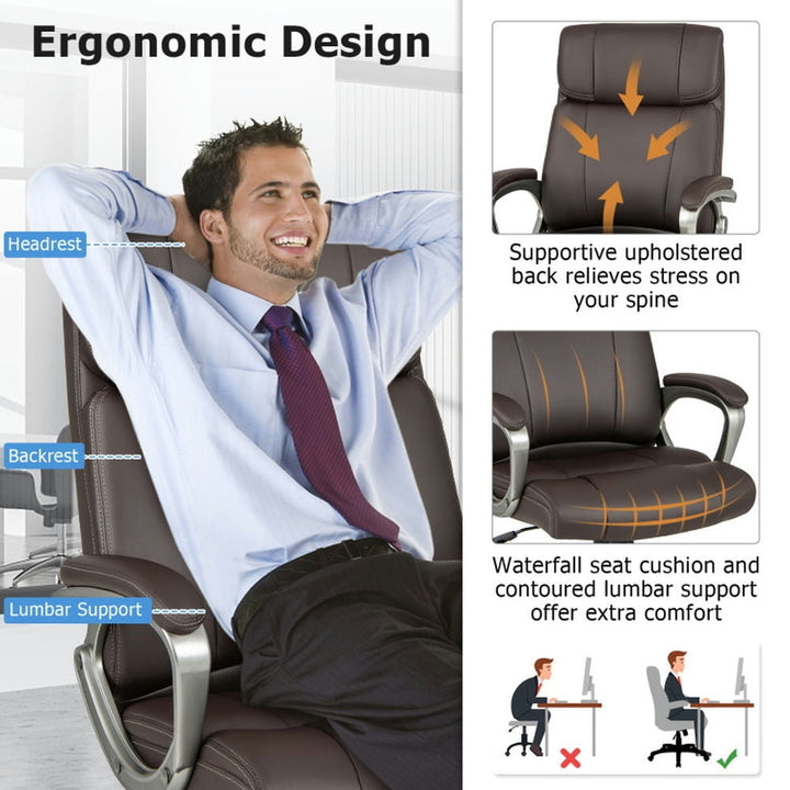 Hommoo Swivel Ergonomic Office Chair Computer Desk Chair with Wheels-Brown, Home Office Computer Desk Chair Image 4