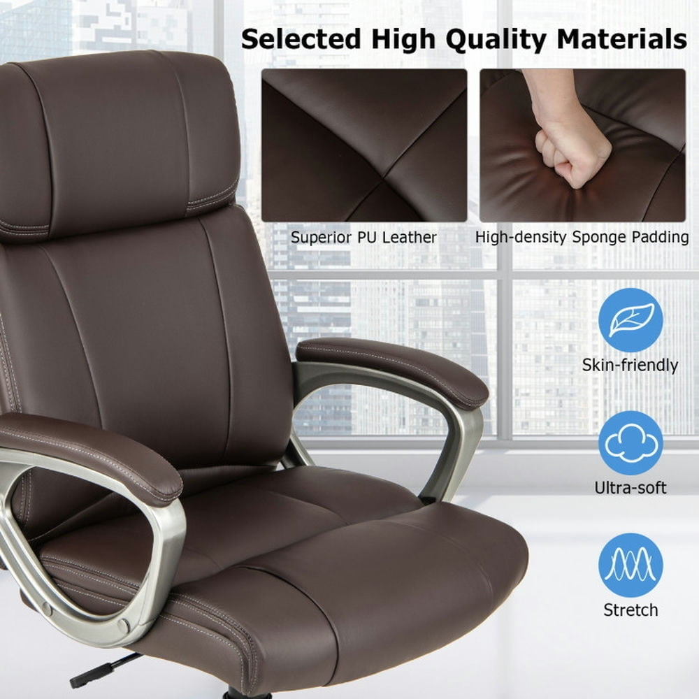 Hommoo Swivel Ergonomic Office Chair Computer Desk Chair with Wheels-Brown, Home Office Computer Desk Chair Image 5