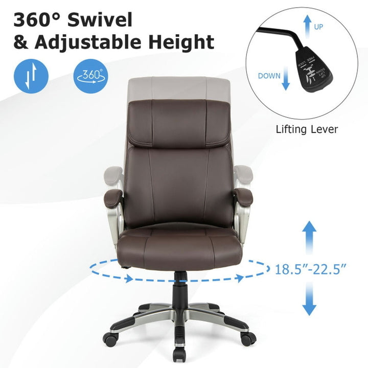 Hommoo Swivel Ergonomic Office Chair Computer Desk Chair with Wheels-Brown, Home Office Computer Desk Chair Image 6