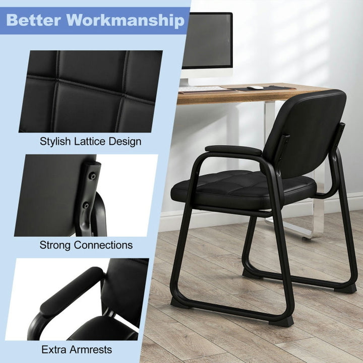 Hommoo Upholstered Waiting Room Chair with Armrest and Ergonomic Backrest-Black, Home Office Computer Desk Chair Image 4