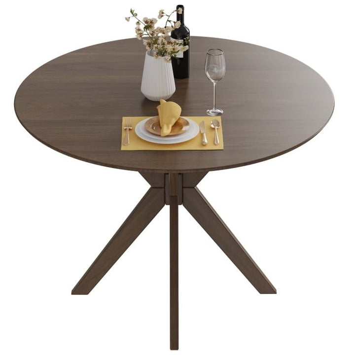 Hommoo 36 Inch Round Wood Dining Table with Intersecting Pedestal Base, Kitchen Bar Height Table and Chairs for Dining Image 1