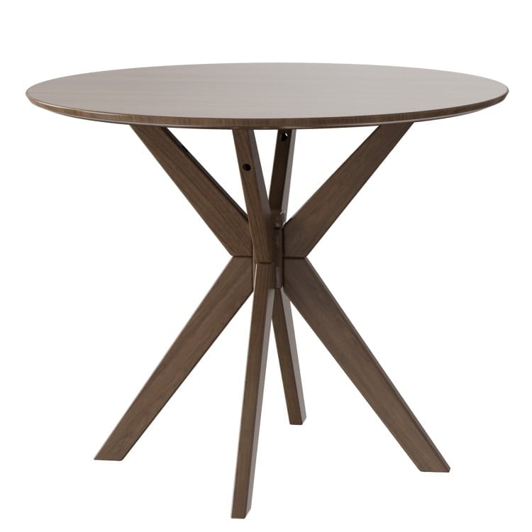 Hommoo 36 Inch Round Wood Dining Table with Intersecting Pedestal Base, Kitchen Bar Height Table and Chairs for Dining Image 2