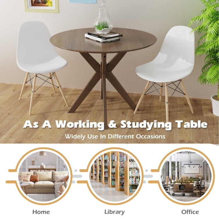 Hommoo 36 Inch Round Wood Dining Table with Intersecting Pedestal Base, Kitchen Bar Height Table and Chairs for Dining Image 3