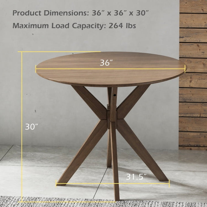 Hommoo 36 Inch Round Wood Dining Table with Intersecting Pedestal Base, Kitchen Bar Height Table and Chairs for Dining Image 5