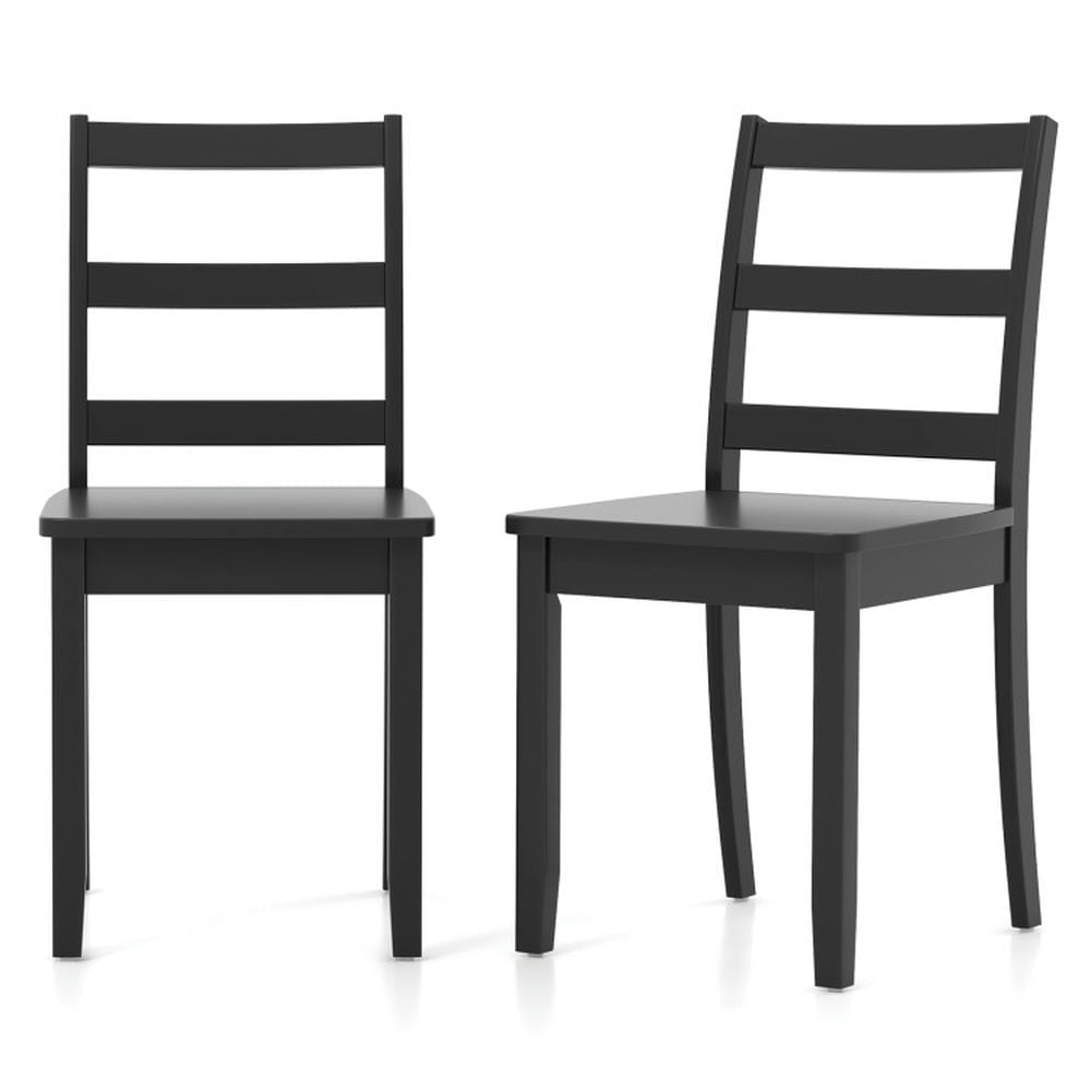 Hommoo Dining Chairs, Kitchen Chairs Trattoria Chairs,Set of 2 Wood Dining Chairs with Solid Rubber Wood Legs-Black Image 1