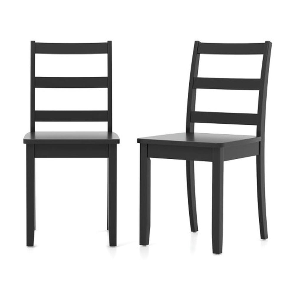 Hommoo Dining Chairs, Kitchen Chairs Trattoria Chairs,Set of 2 Wood Dining Chairs with Solid Rubber Wood Legs-Black Image 2