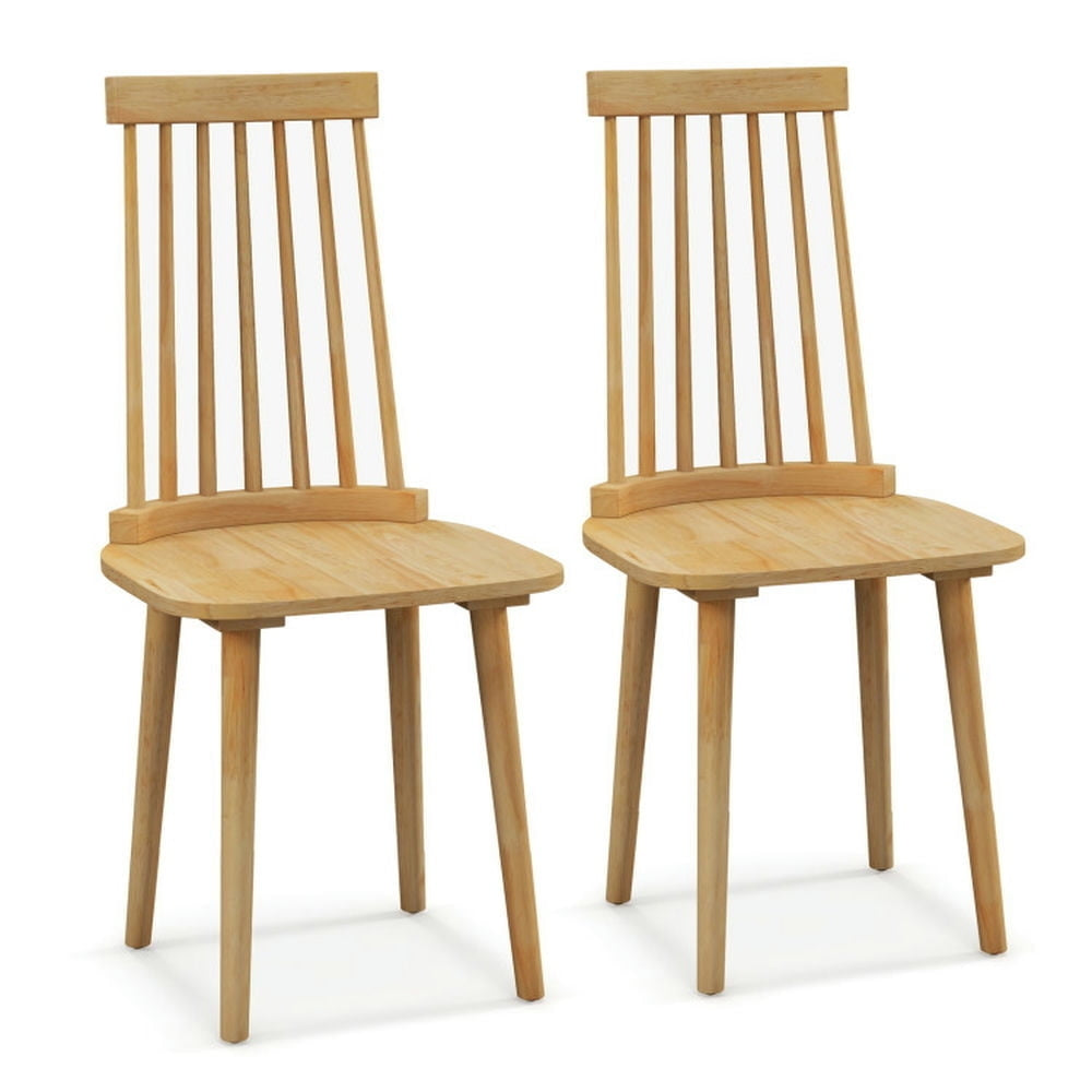 Hommoo Dining Chairs, Windsor Dining Chairs Set of 2 with High Spindle Back and Natural Rubber Wood Legs for Dining Room Image 1