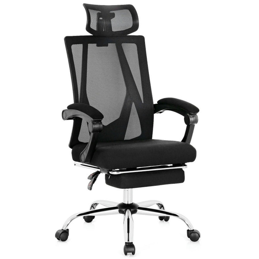 Hommoo Ergonomic Recliner Mesh Office Chair with Adjustable Footrest-Black, Home Office Computer Desk Chair Image 1