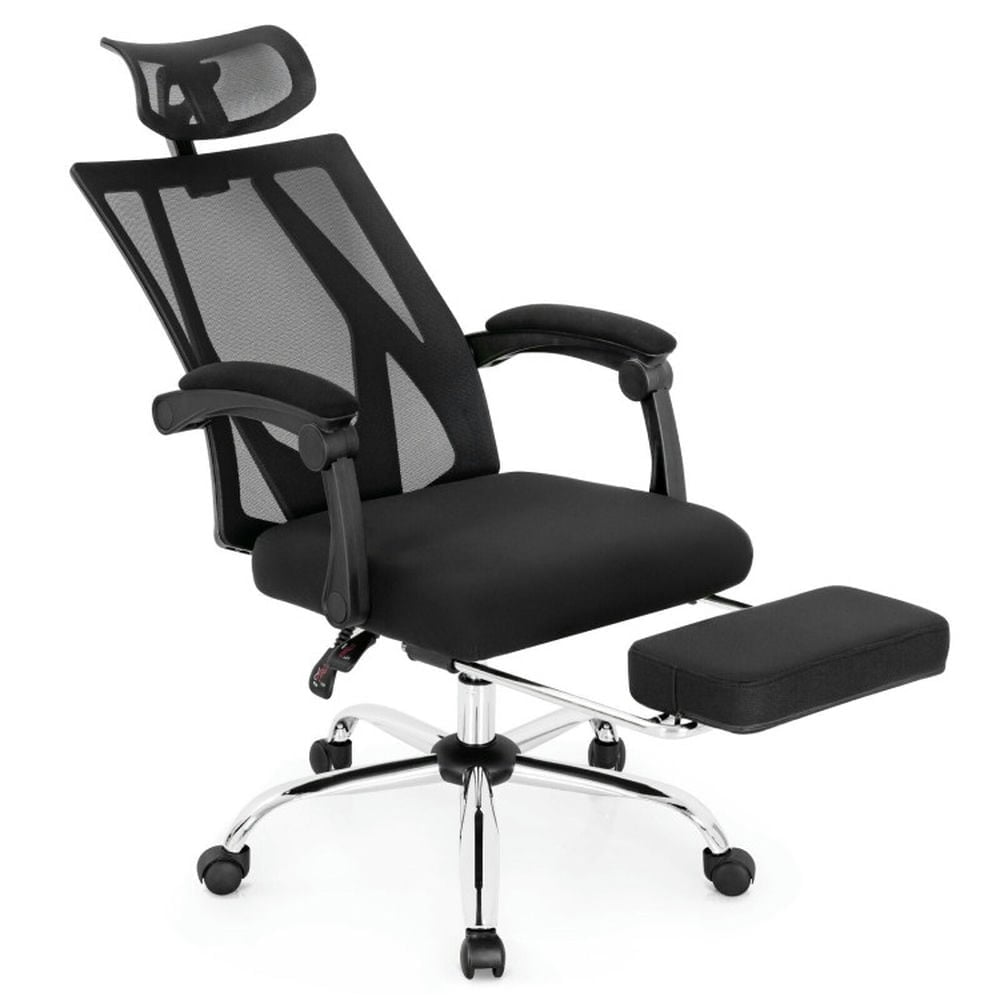 Hommoo Ergonomic Recliner Mesh Office Chair with Adjustable Footrest-Black, Home Office Computer Desk Chair Image 4