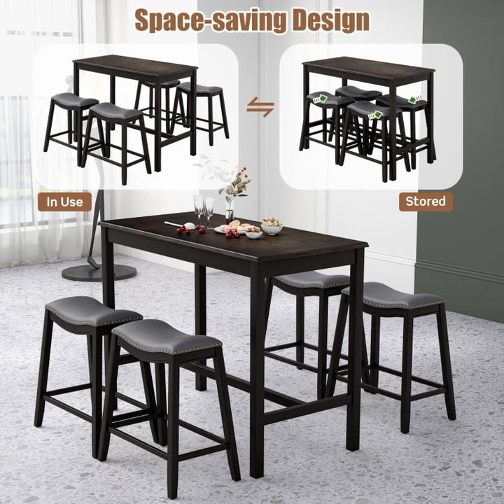 Hommoo Dining Room Table Set,Dining Table Set,5-Piece Dining Set with 4 Upholstered Stools Image 6