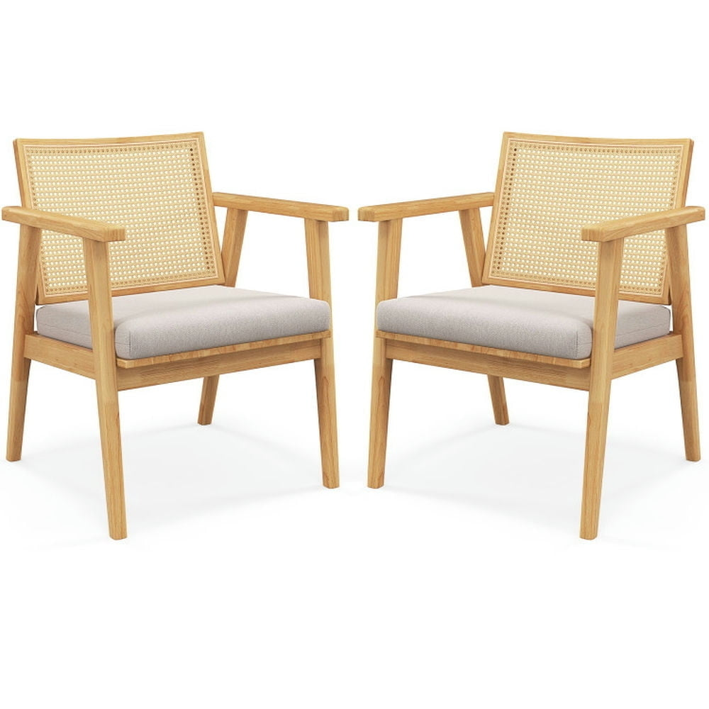 Hommoo Dining Chairs, Kitchen Chairs Trattoria Chairs,Mid Century Modern Accent Chairs Set of 2 with Breathable Rattan Image 1