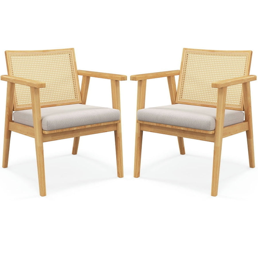 Hommoo Dining Chairs, Kitchen Chairs Trattoria Chairs,Mid Century Modern Accent Chairs Set of 2 with Breathable Rattan Image 1