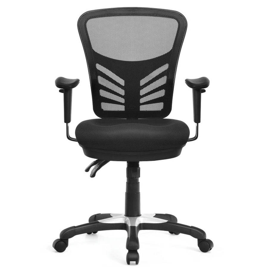 Hommoo Ergonomic Mesh Office Chair with Adjustable Back Height and Armrests-Black, Home Office Computer Desk Chair Image 1