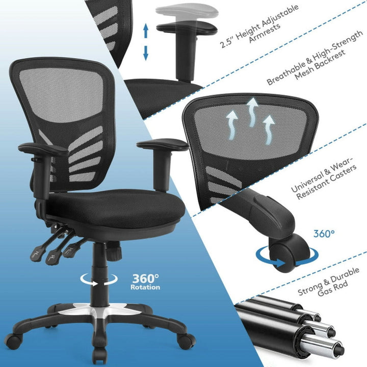 Hommoo Ergonomic Mesh Office Chair with Adjustable Back Height and Armrests-Black, Home Office Computer Desk Chair Image 2