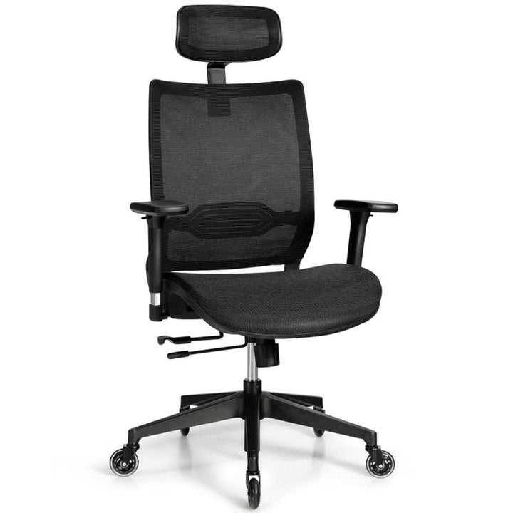 Hommoo Adjustable Mesh Computer Chair with Sliding Seat and Lumbar Support-Black, Home Office Computer Desk Chair Image 1