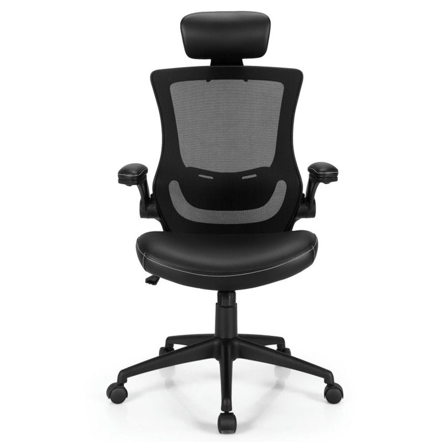 Hommoo High-Back Executive Chair with Adjustable Lumbar Support and Headrest-Black, Home Office Computer Desk Chair Image 1