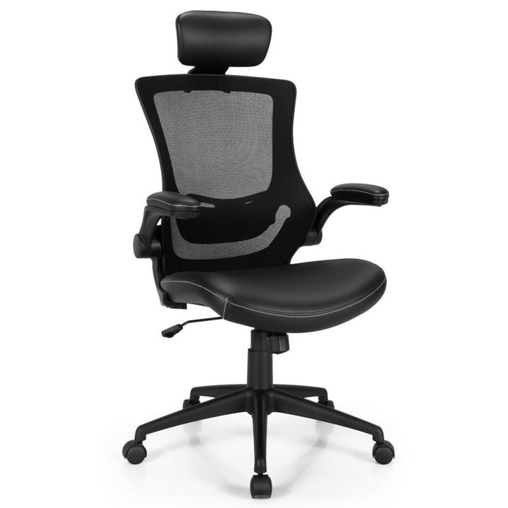 Hommoo High-Back Executive Chair with Adjustable Lumbar Support and Headrest-Black, Home Office Computer Desk Chair Image 2