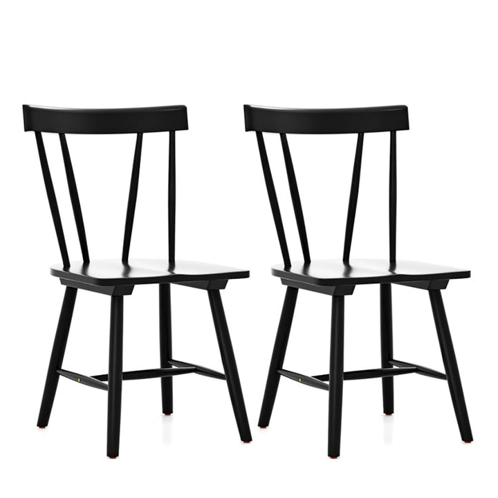 Hommoo Windsor Style Armless Chairs with Solid Rubber Wood Frame-Black Image 1