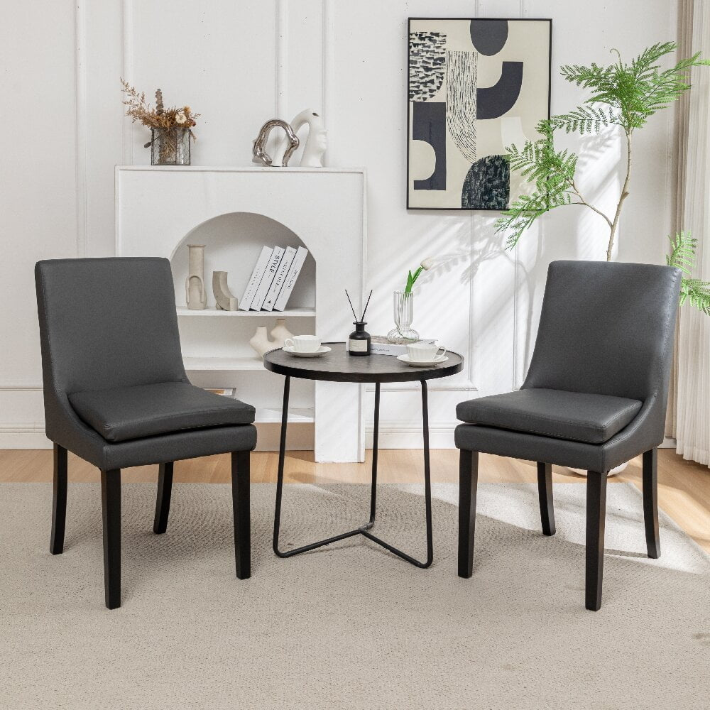 Hommoo Club Guest Chairs,Modern Dining Chairs Set of 2, Upholstered Kitchen and Dining Room Chairs with Solid Wood Legs Image 1