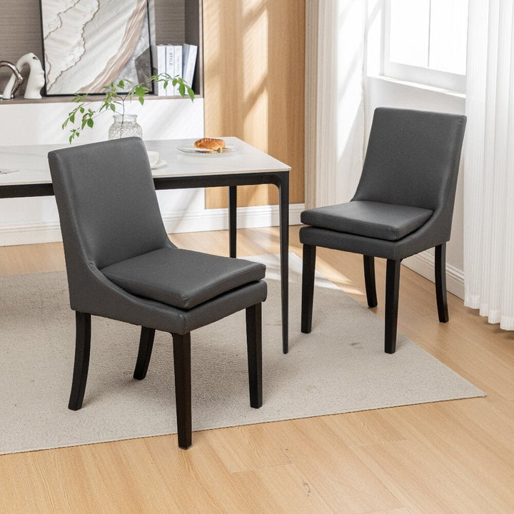 Hommoo Club Guest Chairs,Modern Dining Chairs Set of 2, Upholstered Kitchen and Dining Room Chairs with Solid Wood Legs Image 4