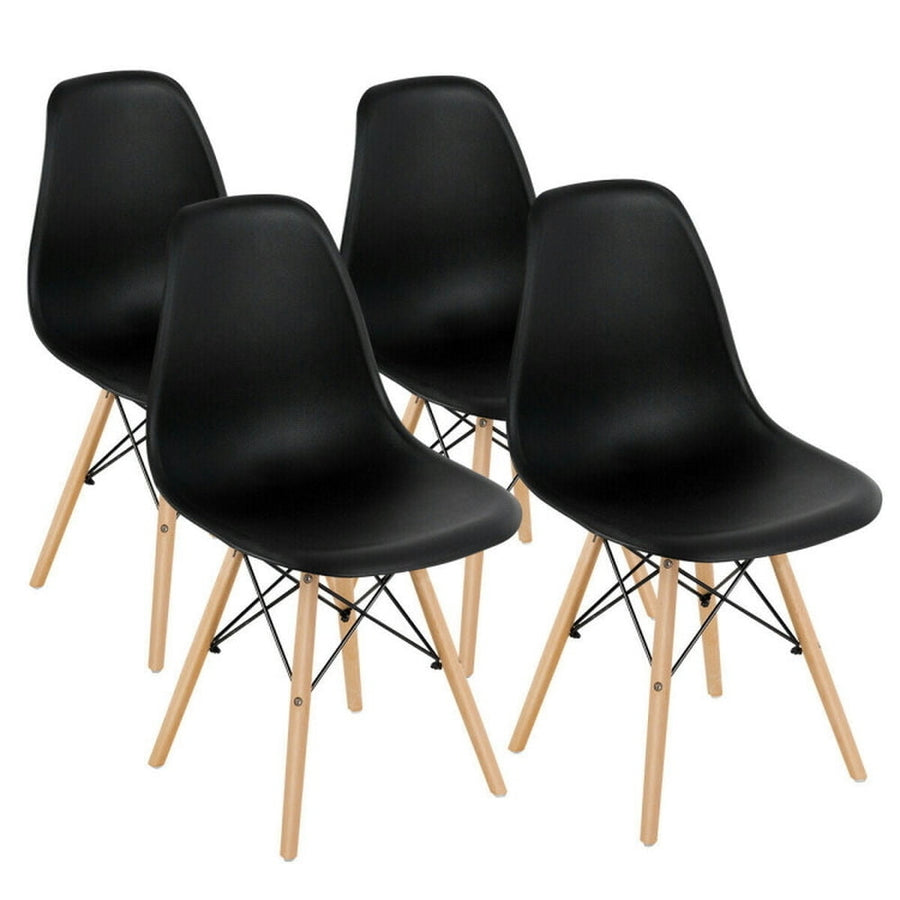 Hommoo Dining Chairs, Kitchen Chairs Trattoria Chairs,4 Pieces Modern Armless Dining Chair Set with Wood Legs-Black Image 1