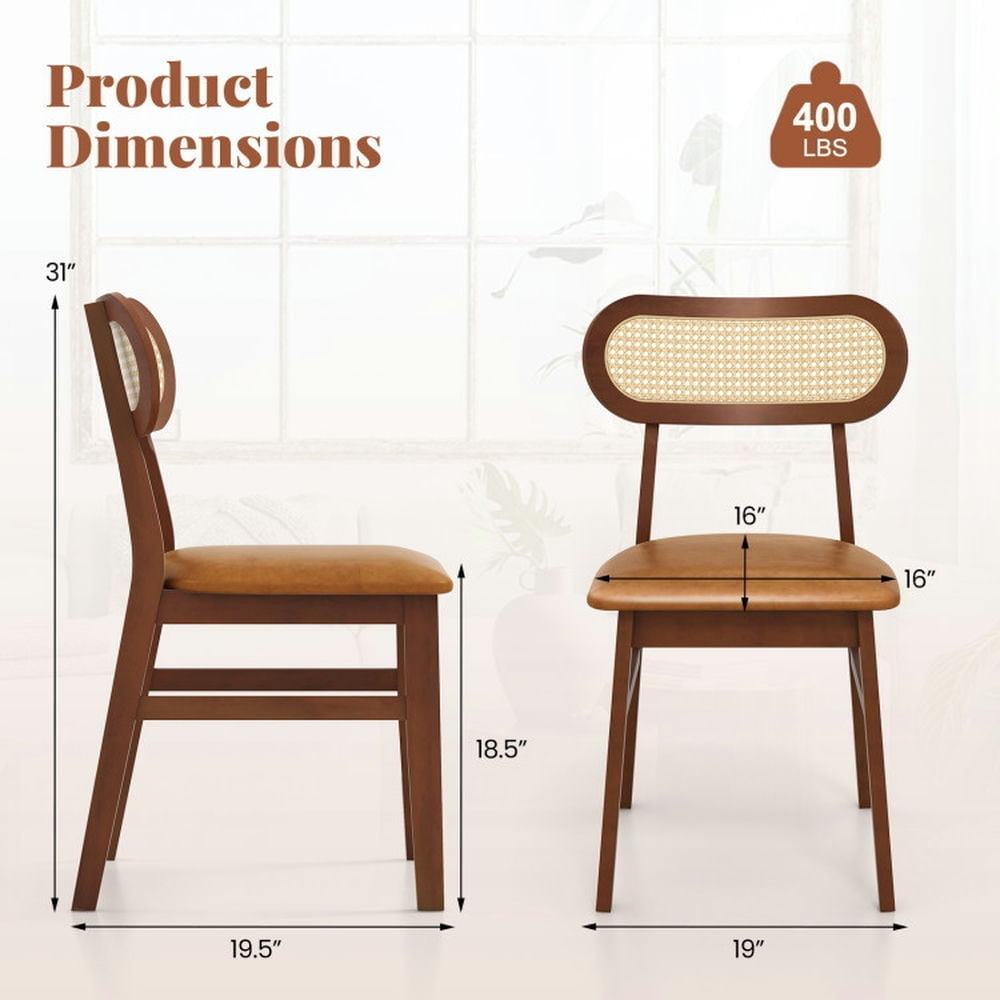 Hommoo Dining Chair,Dinner Chair,Indoor Mid Century Wood Dining Chairs Set of 2 for Dining Room-Coffee Image 2