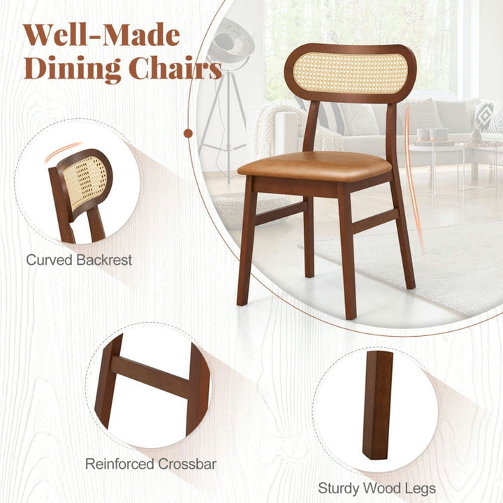 Hommoo Dining Chair,Dinner Chair,Indoor Mid Century Wood Dining Chairs Set of 2 for Dining Room-Coffee Image 4