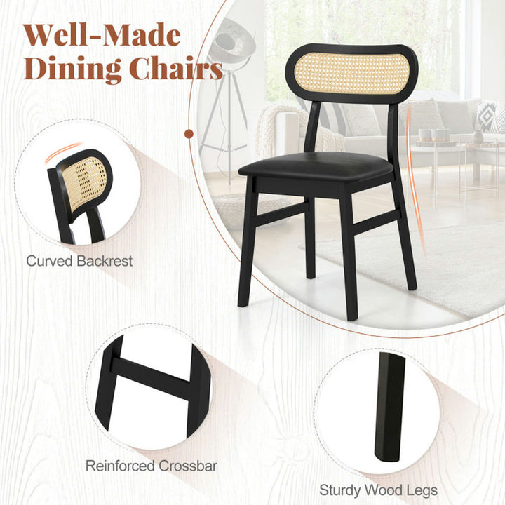 Hommoo Dining Chair,Dinner Chair,Indoor Mid Century Wood Dining Chairs Set of 2 for Dining Room-Black Image 2