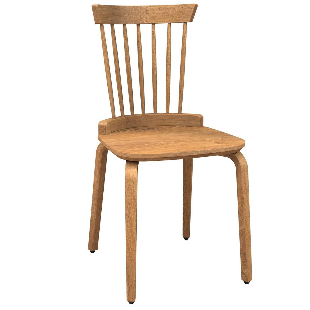 Hommoo Solid Wood Slat Back Dining Chairs Set of 2, Country Farmhouse Windsor Chair, Walnut Image 1