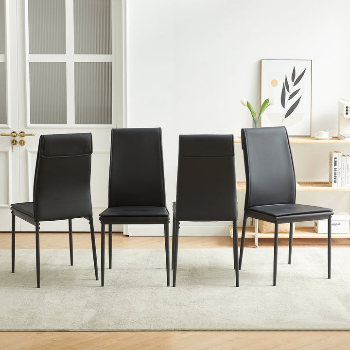 Hommoo 4 Pieces Modern Armless Dining Chairs, Elegant Design Side Chairs for Kitchen Dining Room, Black Image 3