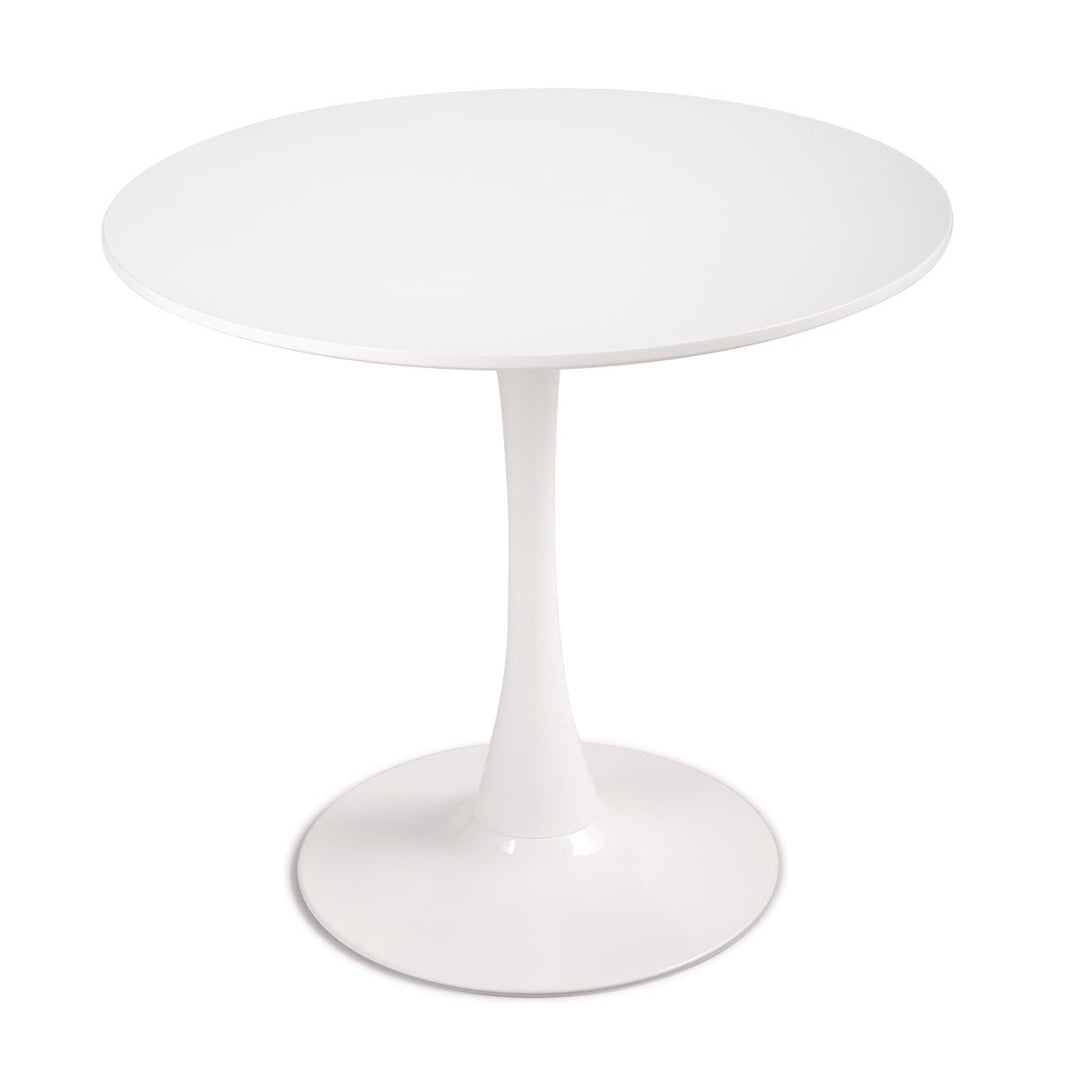 Hommoo 31.5"H White Tulip Table Mid-Century Dining Table with Round MDF Table Top, Pedestal Dining Table, End Table Image 2