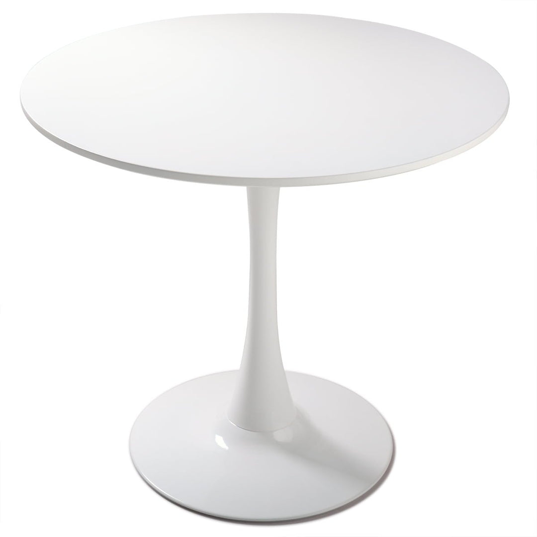 Hommoo 31.5"H White Tulip Table Mid-Century Dining Table with Round MDF Table Top, Pedestal Dining Table, End Table Image 3