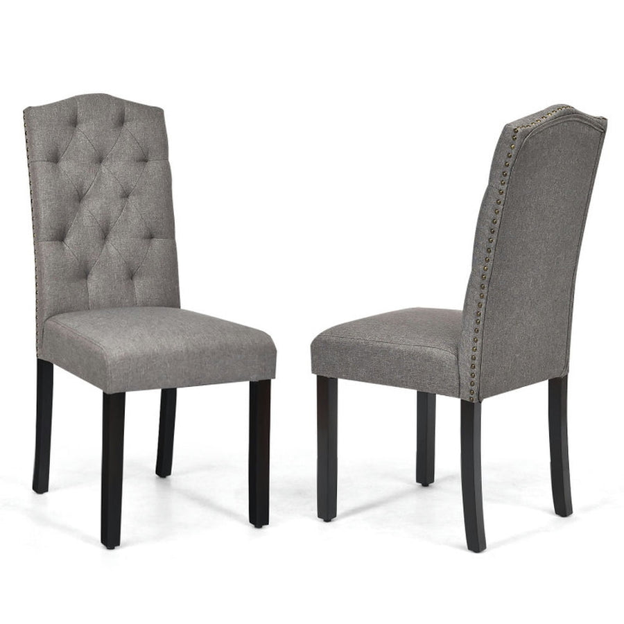 Hommoo Dining Chairs, Kitchen Chairs Trattoria Chairs,Set of 2 Tufted Upholstered Dining Chairs-Gray Image 1