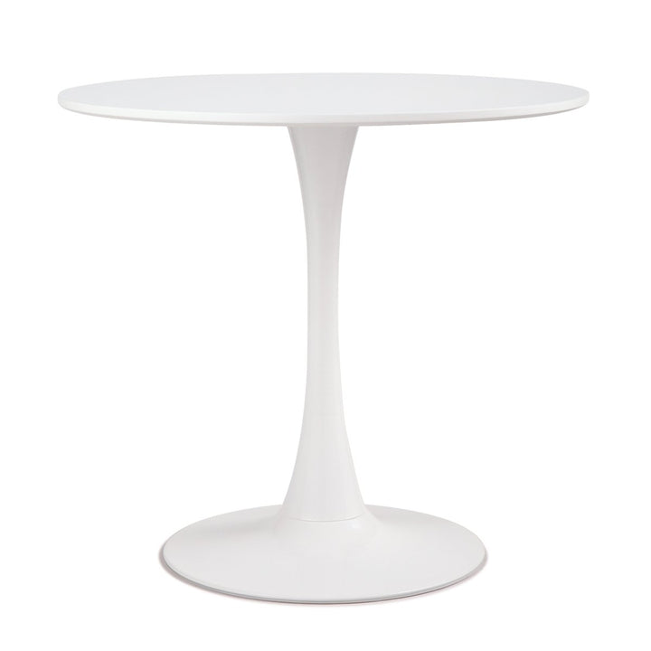 Hommoo 31.5"H White Tulip Table Mid-Century Dining Table with Round MDF Table Top, Pedestal Dining Table, End Table Image 6